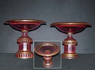 Lot 124 - Two Victorian Cranberry Glass Tazzas Height 8...
