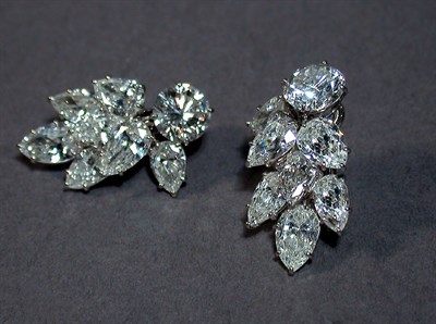 Lot 295 - Pair of Diamond Cluster Earclips
