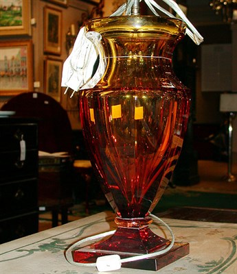 Lot 280 - Amber Glass Urn-Form Lamp
