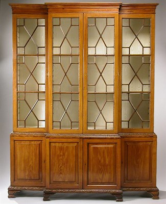 Lot 265 - George III Mahogany Breakfront Bookcase In two...