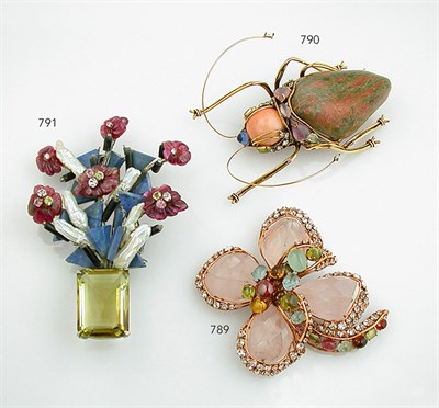 Lot 789 - Iradj Moini Pink Flower Brooch