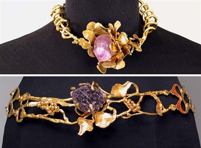Lot 773 - Suite of Gilt-Metal and Amethyst Jewelry