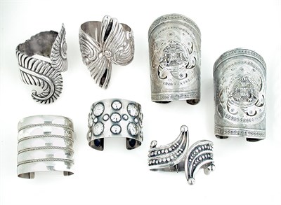 Lot 755 - Group of Seven Silver Cuffs