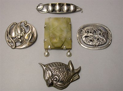 Lot 754 - Group of Five Silver Pins