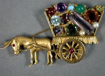 Lot 105 - Multicolored Stone Donkey and Cart Pin