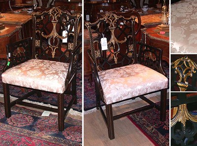 Lot 330 - Pair of George III Style Gilt and Ebonized...