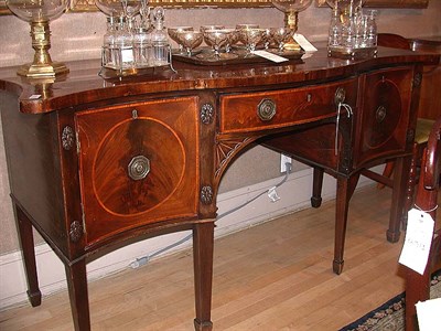 Lot 338 - George III Style Inlaid Mahogany Serpentine...