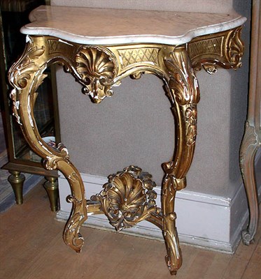 Lot 137 - Louis XV Style Marble Top Gilt-Wood Console