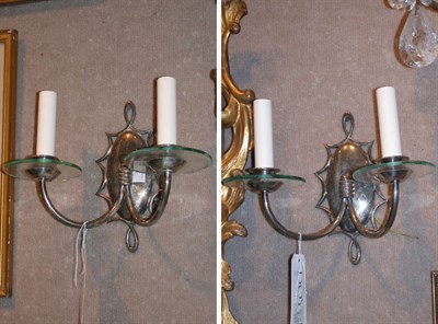 Lot 367 - Pair of Georgian Style Silver Plated Two-Light...