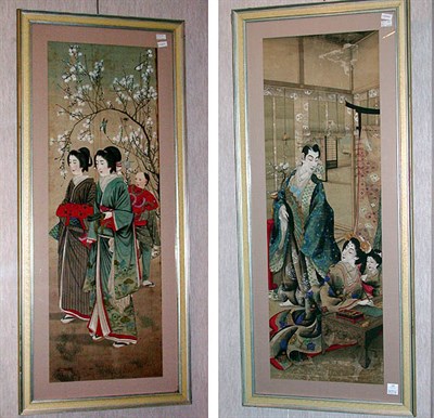 Lot 319 - Pair Framed Japanese Nakagawa Toshitsugu...