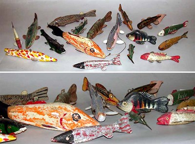 Lot 248 - Group of Painted Wood and Tin Fish Decoys...