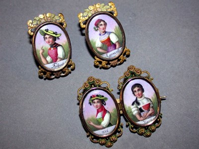 Lot 172 - Swiss Enamel Pin and Pair of Earrings
