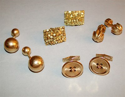 Lot 109 - Four Pairs of Gold Cufflinks