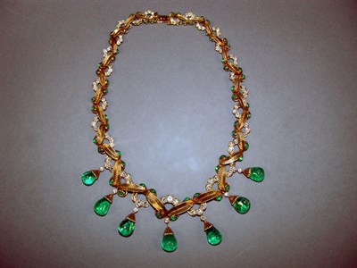 Lot 358 - Emerald and Diamond Necklace 18 kt. yellow...