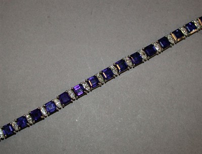 Lot 363 - Diamond and Sapphire Line Bracelet Platinum,...