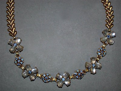 Lot 349 - Moonstone and Sapphire Flower Necklace