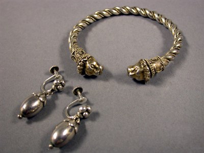 Lot 342 - Silver Bracelet and a Pair of Sterling Silver Acorn Earrings