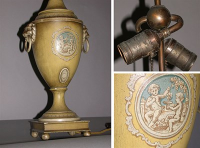 Lot 445 - Neoclassical Style Tole Painted Lamp