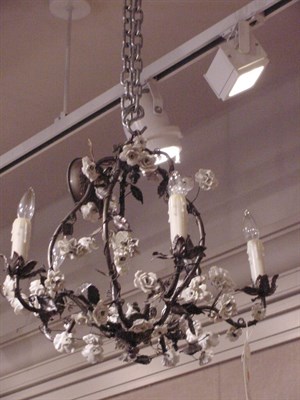 Lot 439 - Italian Wrought Iron and Porcelain Floriform...