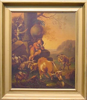 Lot 8 - Manner of Nicholas Bercham BUCOLIC SCENE WITH...