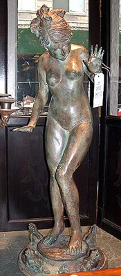 Lot 532 - Patinated-Metal Figural Fountain