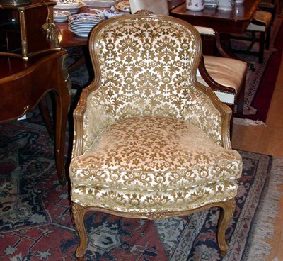 Lot 303 - Pair of Louis XV Style Upholstered Fruitwood...