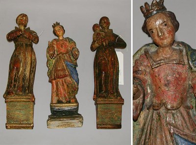Lot 195 - Group of Three Colonial Painted and Carved...