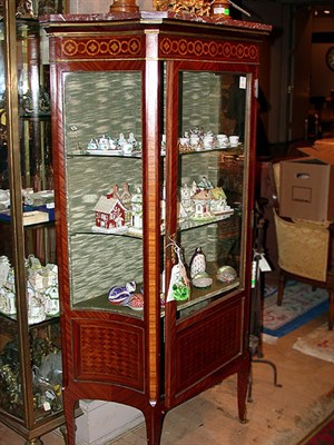 Lot 258 - Louis XVI Style Marble Top Mahogany Vitrine