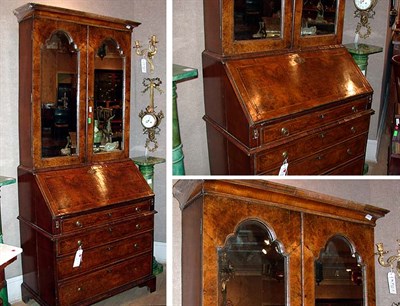 Lot 483 - George II Style Walnut Bureau Bookcase