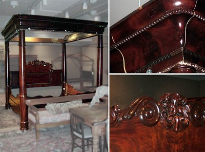 Lot 146 - Classical Mahogany Four-Post Bed American,...