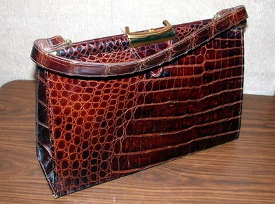 Lot 853 - Large Brown Alligator Handbag