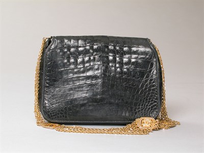 Lot 834 - Chanel Black Crocodile Handbag