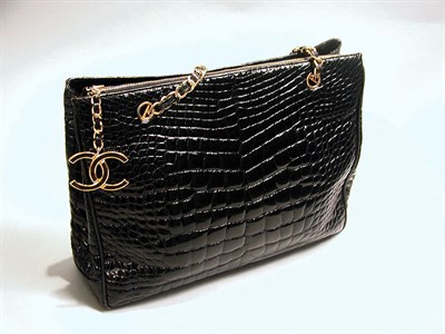 Lot 835 - Chanel Black Crocodile Tote Bag