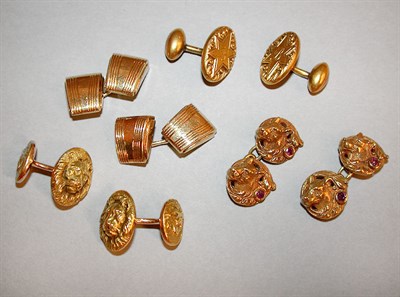 Lot 116 - Four Pairs of Gold Cufflinks