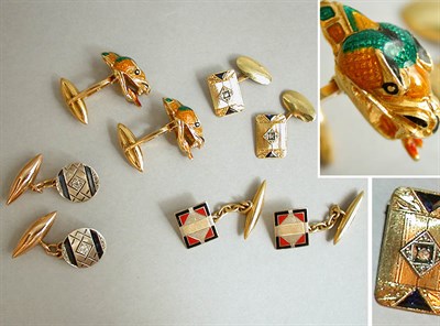 Lot 133 - Four Pairs of Gold Cufflinks