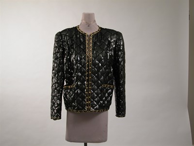 Lot 680A - Chanel Couture Black Evening Jacket