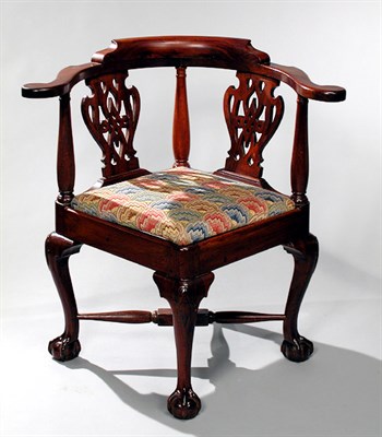 Lot 143 - Chippendale Mahogany Corner Chair...
