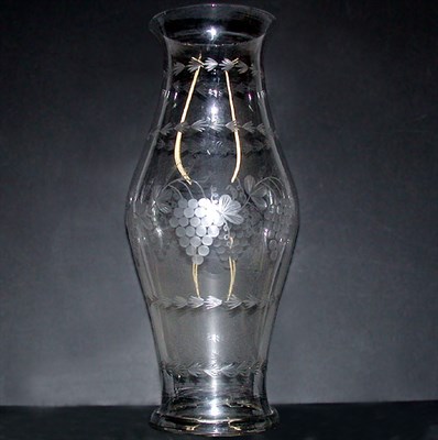 Lot 245 - Etched Glass Hurricane Shade Mid 19th century...