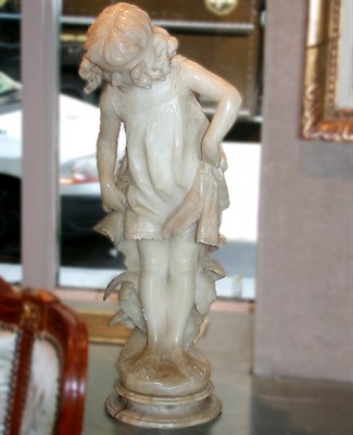 Lot 154 - Alabaster Figure of a Girl Height 24 inches.