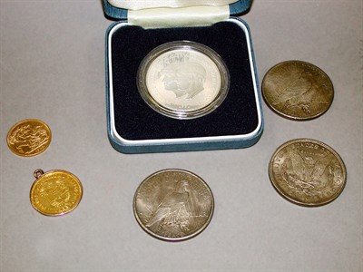 Lot 3 - Group of Six Assorted Coins and A Medal