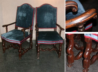 Lot 117 - Pair of Italian Baroque Walnut Armchairs Early...