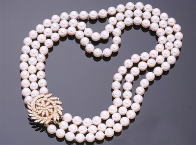 Lot 232 - Three Strand Cultured Pearl Necklace