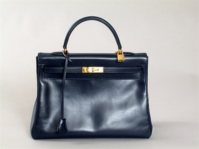 Lot 883 - Hermes Navy Calf Kelly Bag