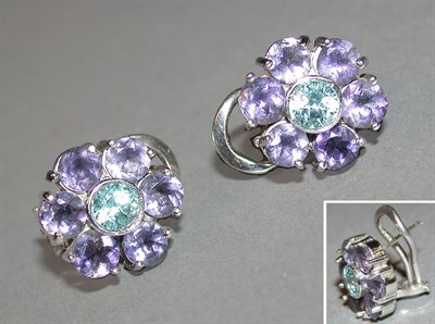 Lot 75 - Pair of Iolite Cluster Earrings
