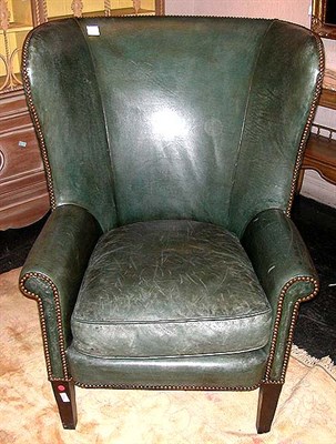 Lot 412 - Georgian Style Leather Upholstered Wing Chair