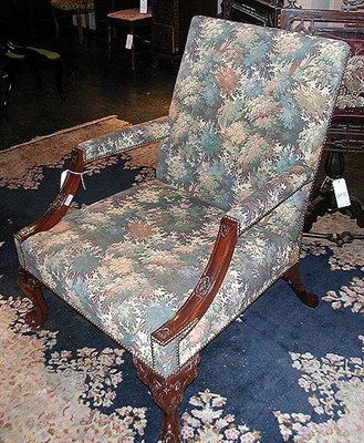 Lot 413 - George III Style Upholstered Mahogany Library...