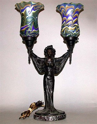 Lot 205 - Art Nouveau Style Figural Bronze Lamp The...