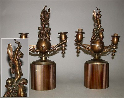 Lot 110 - Pair of Neoclassical Style Bronze Two-Light...