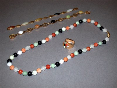 Lot 48 - Suite of Multicolored Jade Jewelry