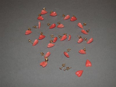 Lot 55 - Thirteen Pairs of Coral Earrings